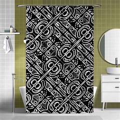 Linear Black And White Ethnic Print Shower Curtain 48  X 72  (small) 