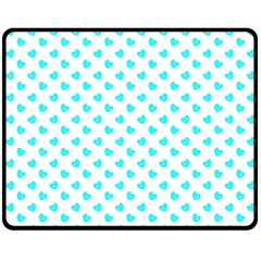 White Light Blue Hearts Pattern, Pastel Sky Blue Color Fleece Blanket (medium)  by Casemiro