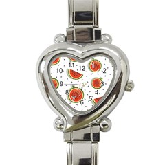 Seamless-background-pattern-with-watermelon-slices Heart Italian Charm Watch by BangZart