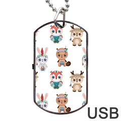 Cute Cartoon Boho Animals Seamless Pattern Dog Tag Usb Flash (one Side)