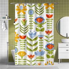 Seamless Pattern With Various Flowers Leaves Folk Motif Shower Curtain 48  X 72  (small)  by BangZart