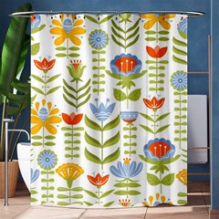 Seamless Pattern With Various Flowers Leaves Folk Motif Shower Curtain 60  X 72  (medium)  by BangZart