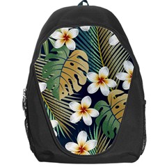 Seamless Pattern With Tropical Flowers Leaves Exotic Background Backpack Bag by BangZart