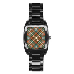 Tartan Scotland Seamless Plaid Pattern Vector Retro Background Fabric Vintage Check Color Square Stainless Steel Barrel Watch by BangZart