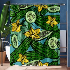 Seamless Pattern With Cucumber Slice Flower Colorful Hand Drawn Background With Vegetables Wallpaper Shower Curtain 60  X 72  (medium) 