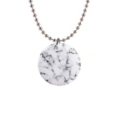 White Faux Marble Texture  1  Button Necklace