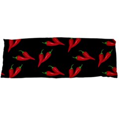 Red, Hot Jalapeno Peppers, Chilli Pepper Pattern At Black, Spicy Body Pillow Case Dakimakura (two Sides)