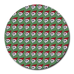 Comic Head Skull - Hat Red - Cartoon Skull Round Mousepads by DinzDas