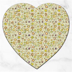 Abstract Flowers And Circle Jigsaw Puzzle (heart) by DinzDas