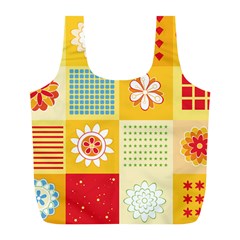 Abstract Flowers And Circle Full Print Recycle Bag (l) by DinzDas