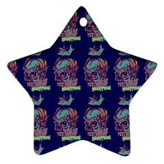 Jaw Dropping Horror Hippie Skull Star Ornament (two Sides) by DinzDas