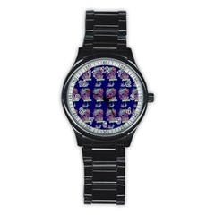 Jaw Dropping Horror Hippie Skull Stainless Steel Round Watch by DinzDas