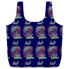 Jaw Dropping Horror Hippie Skull Full Print Recycle Bag (xl) by DinzDas