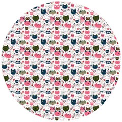 Adorable Seamless Cat Head Pattern01 Wooden Puzzle Round