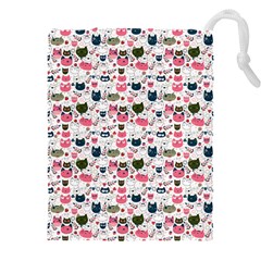 Adorable Seamless Cat Head Pattern01 Drawstring Pouch (5xl) by TastefulDesigns