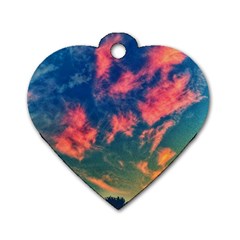  Brushstroke Skies Dog Tag Heart (two Sides) by okhismakingart