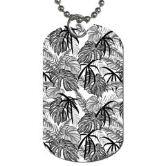 Black And White Leafs Pattern, Tropical Jungle, Nature Themed Dog Tag (two Sides) by Casemiro