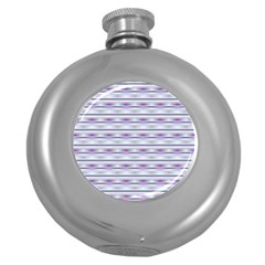 Pastel Lines, Bars Pattern, Pink, Light Blue, Purple Colors Round Hip Flask (5 Oz) by Casemiro