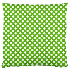 Pastel Green Lemon, White Polka Dots Pattern, Classic, Retro Style Standard Flano Cushion Case (two Sides) by Casemiro