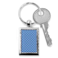 Pastel Blue, White Polka Dots Pattern, Retro, Classic Dotted Theme Key Chain (rectangle) by Casemiro