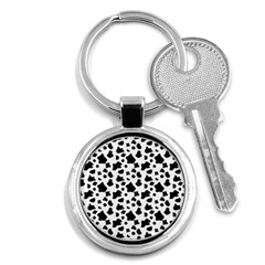 Black And White Cow Spots Pattern, Animal Fur Print, Vector Key Chain (round) by Casemiro