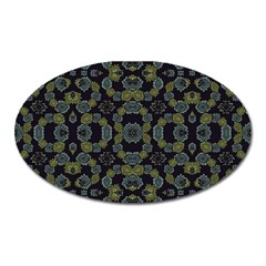 Modern Ornate Stylized Motif Print Oval Magnet