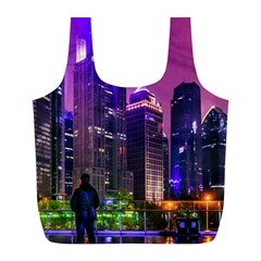 Lujiazui District Nigth Scene, Shanghai China Full Print Recycle Bag (l) by dflcprintsclothing