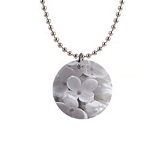 White Floral 1  Button Necklace