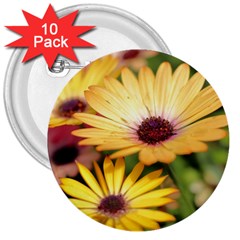 Yellow Flowers 3  Buttons (10 Pack)  by Sparkle