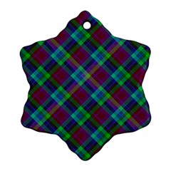 Purple, Green Tartan, Retro Buffalo Plaid Pattern, Classic Tiled Theme Ornament (snowflake)