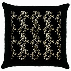 Dark Botanical Motif Pattern Throw Pillow Case (black)