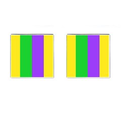 New Orleans Carnival Colors Mardi Gras Cufflinks (square) by yoursparklingshop