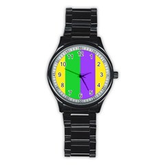 New Orleans Carnival Colors Mardi Gras Stainless Steel Round Watch by yoursparklingshop