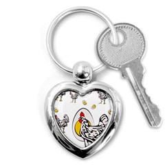 Roseanne Chicken, Retro Chickens Key Chain (heart) by EvgeniaEsenina