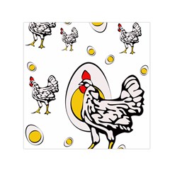 Roseanne Chicken, Retro Chickens Small Satin Scarf (square) by EvgeniaEsenina