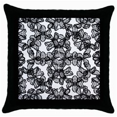 Stylized Botanical Motif Black And White Print Throw Pillow Case (black) by dflcprintsclothing