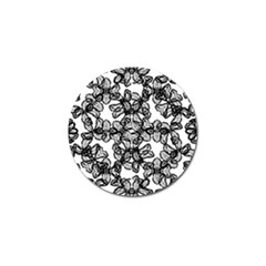 Stylized Botanical Motif Black And White Print Golf Ball Marker