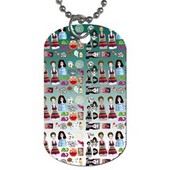 Kawaii Collage Teal  Ombre Dog Tag (two Sides)