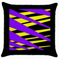 Abstract Triangles, Three Color Dotted Pattern, Purple, Yellow, Black In Saturated Colors Throw Pillow Case (black) by Casemiro