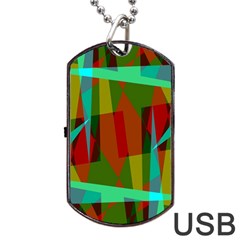 Rainbow Colors Palette Mix, Abstract Triangles, Asymmetric Pattern Dog Tag Usb Flash (one Side) by Casemiro