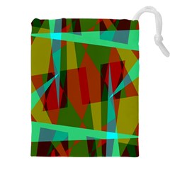 Rainbow Colors Palette Mix, Abstract Triangles, Asymmetric Pattern Drawstring Pouch (5xl)