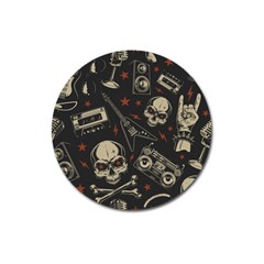 Grunge Seamless Pattern With Skulls Magnet 3  (round) by Amaryn4rt