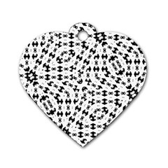 Black And White Ethnic Print Dog Tag Heart (one Side)