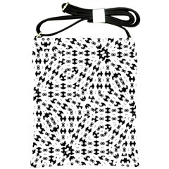 Black And White Ethnic Print Shoulder Sling Bag by dflcprintsclothing