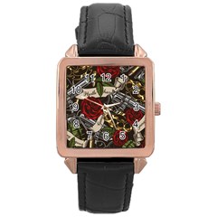 Seamless Vector Pattern Rose Gold Leather Watch 