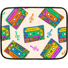 Seamless Pattern With Colorfu Cassettes Hippie Style Doodle Musical Texture Wrapping Fabric Vector Double Sided Fleece Blanket (mini)  by Amaryn4rt