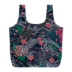 Japanese Wave Koi Illustration Seamless Pattern Full Print Recycle Bag (l) by Amaryn4rt