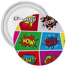 Pop Art Comic Vector Speech Cartoon Bubbles Popart Style With Humor Text Boom Bang Bubbling Expressi 3  Buttons by Amaryn4rt