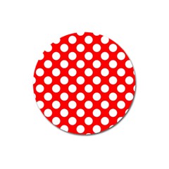 Large White Polka Dots Pattern, Retro Style, Pinup Pattern Magnet 3  (round) by Casemiro