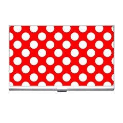 Large White Polka Dots Pattern, Retro Style, Pinup Pattern Business Card Holder